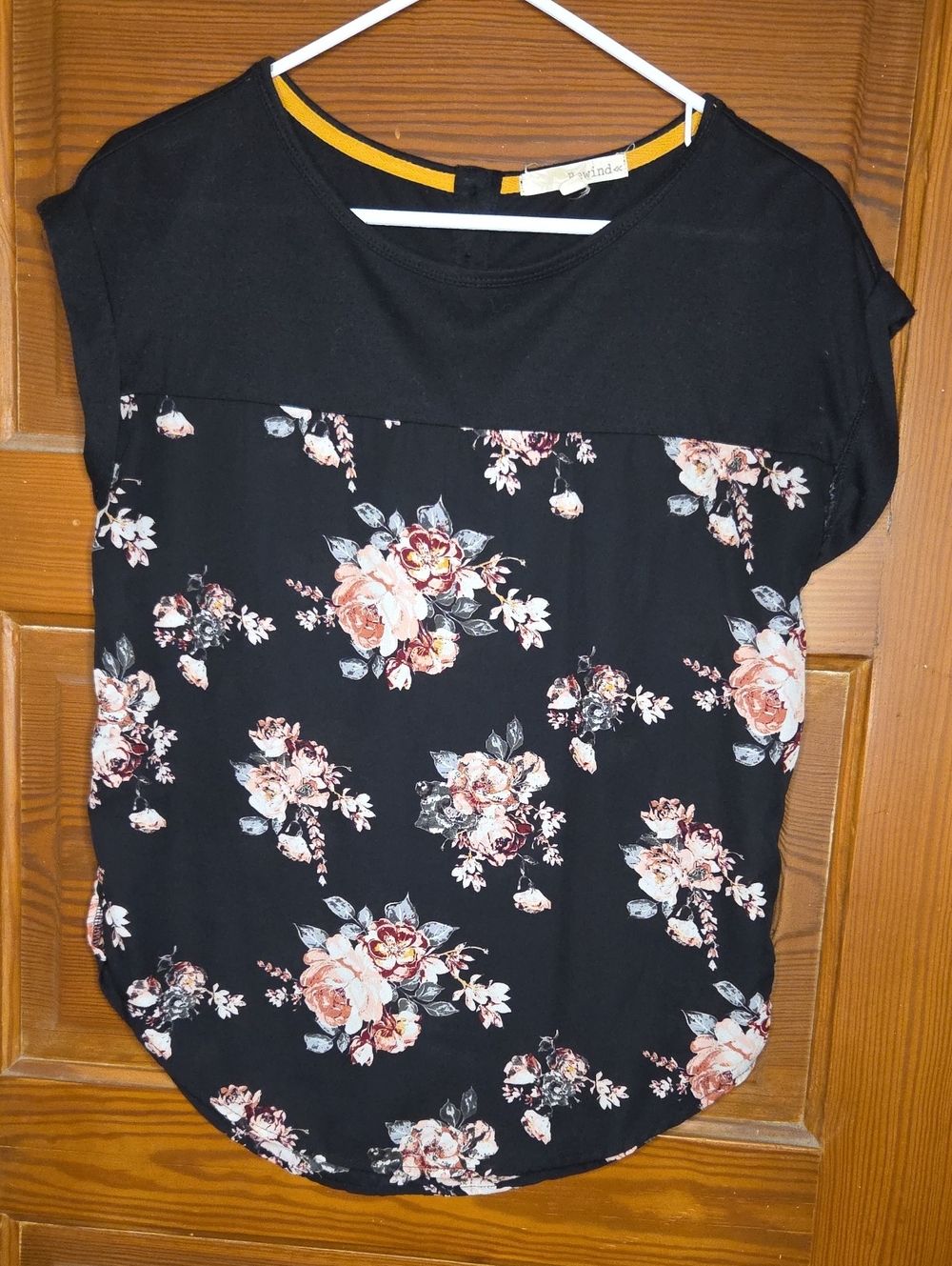 Rewind Black Tunic with Blush Floral Print